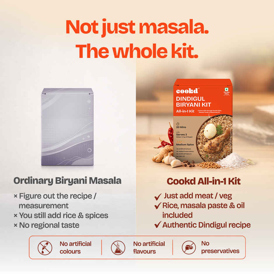 Cookd Dindigul Biryani Kit - Ready to Cook | Short Grain