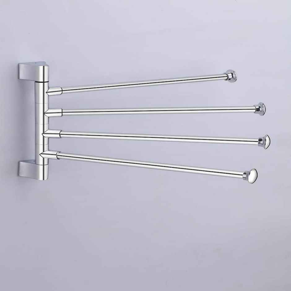 GLOXY Stainless Steel 4 Bar Swing Hanger Towel Rack for Bathroom & Kitchen Stand for Wash Basin