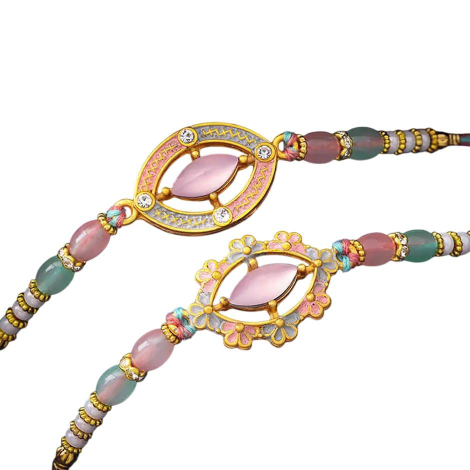 Stone Pastel Elegance Rakhi Duo (Floweraura)