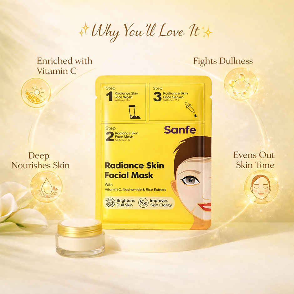 Sanfe Radiant Skin Facial Mask | Skin Brightening | Single Use | Lemon