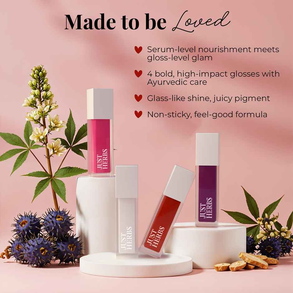 Just Herbs Serum Infused Lip Gloss (Deep Love) | Long-Lasting Shine