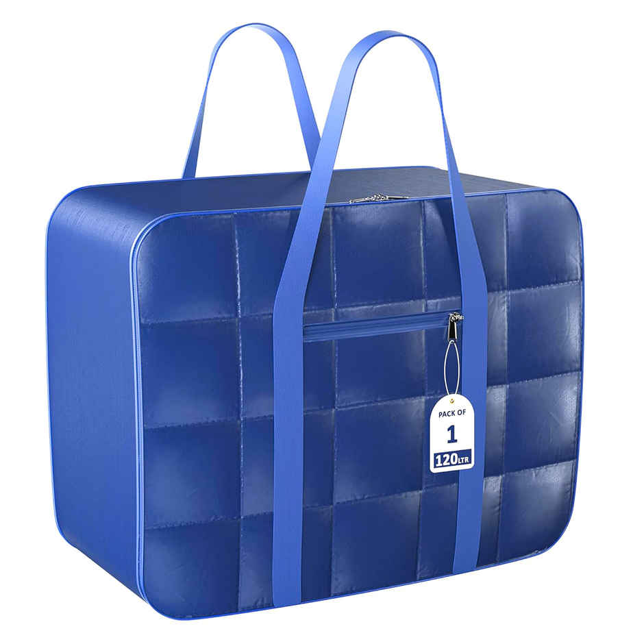 Kuber Industries Parachute 120L Large Dustproof Underbed Storage Box, Blanket Storage Bags-Blue