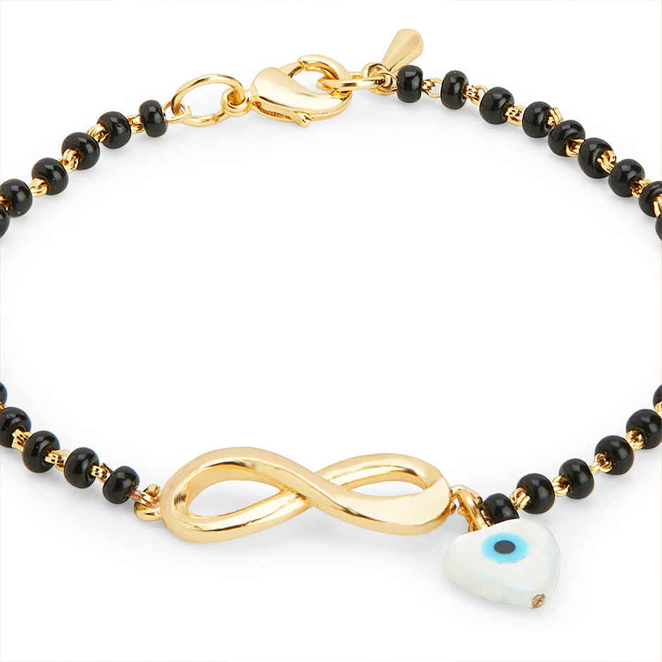 Minutiae Gold-Plated Stone Beaded Charm Bracelet