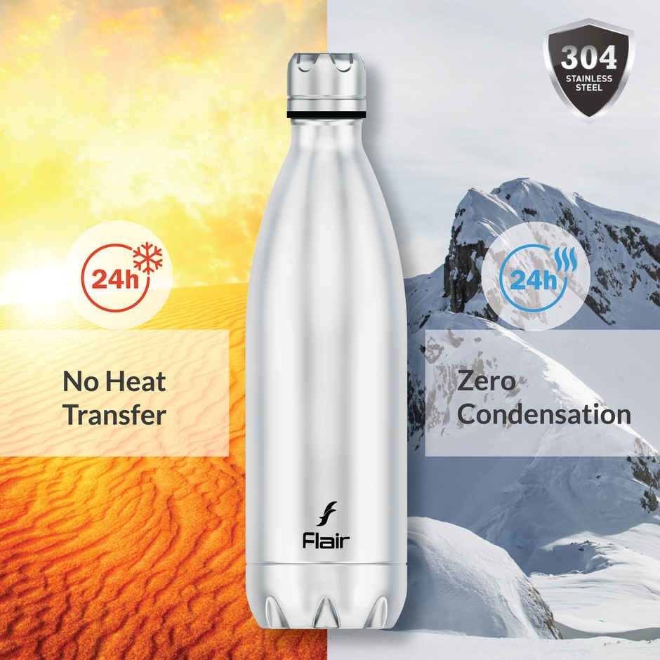 Flair Triumph Vaccum Stainless Steel Water Bottle 709 ml | Silver