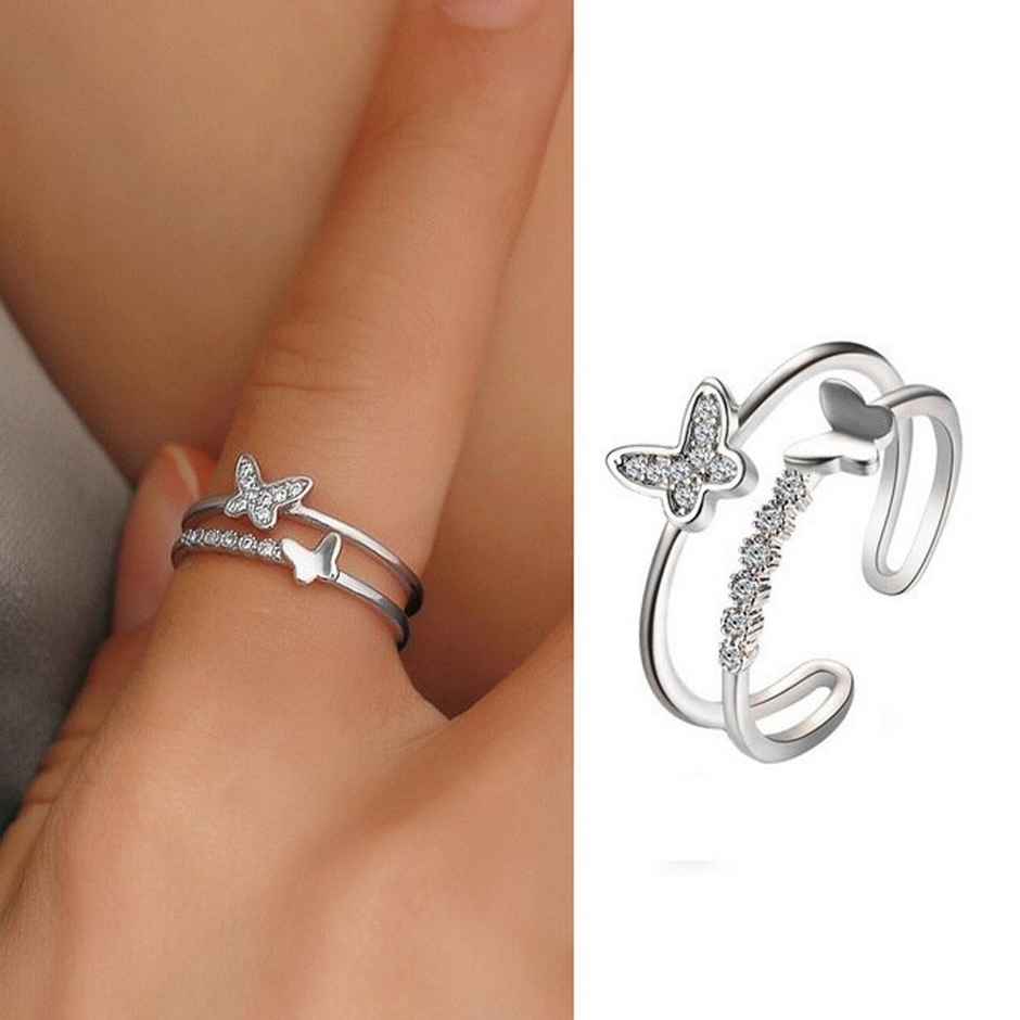 Fashion Frill Women's Combo Rings Silver Onesize