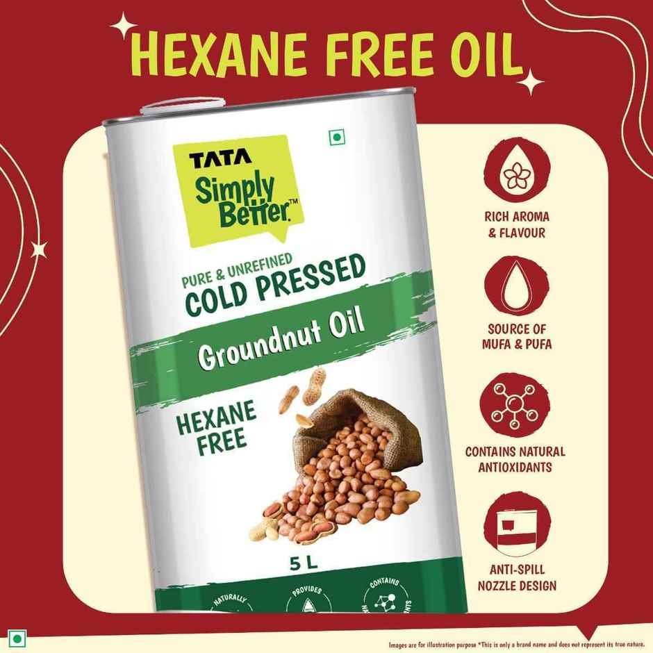 Tata Simply Better Groundnut (Peanut) Cold Pressed Oil | Pure & Unrefined Healthy Cooking Oil