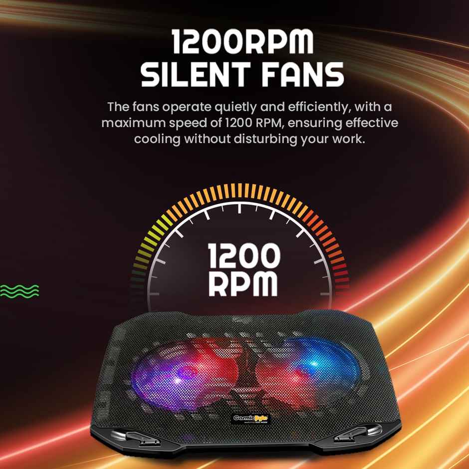 Cosmic Byte Wind Laptop Cooling Pad Dual 120Mm Rgb Fans Supports Up To 15.6 Inch Laptops (Black)