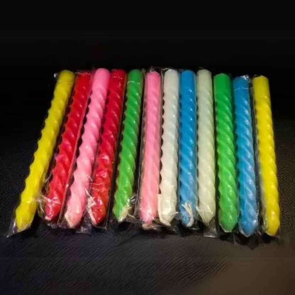 Multicolor Decorative Spiral Candles | Pack of 12 | Pichai