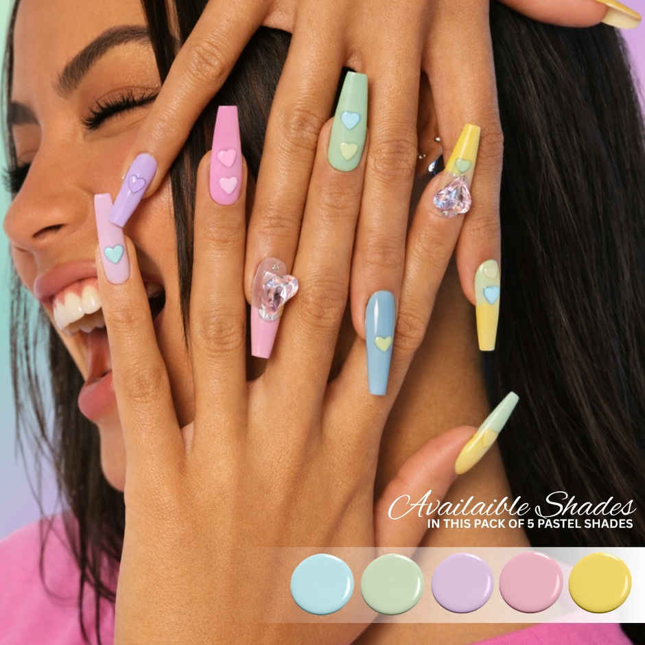 Ellement Co. Nature's Palette Nail Polish Kit |Trendy Soft Pastels|Quick Dry Glossy Finish|5 Shades