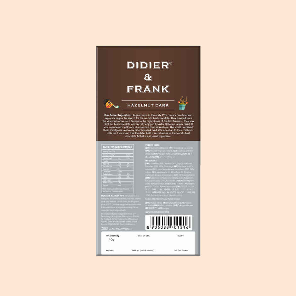 Didier & Frank Hazelnut Dark Chocolate Bar