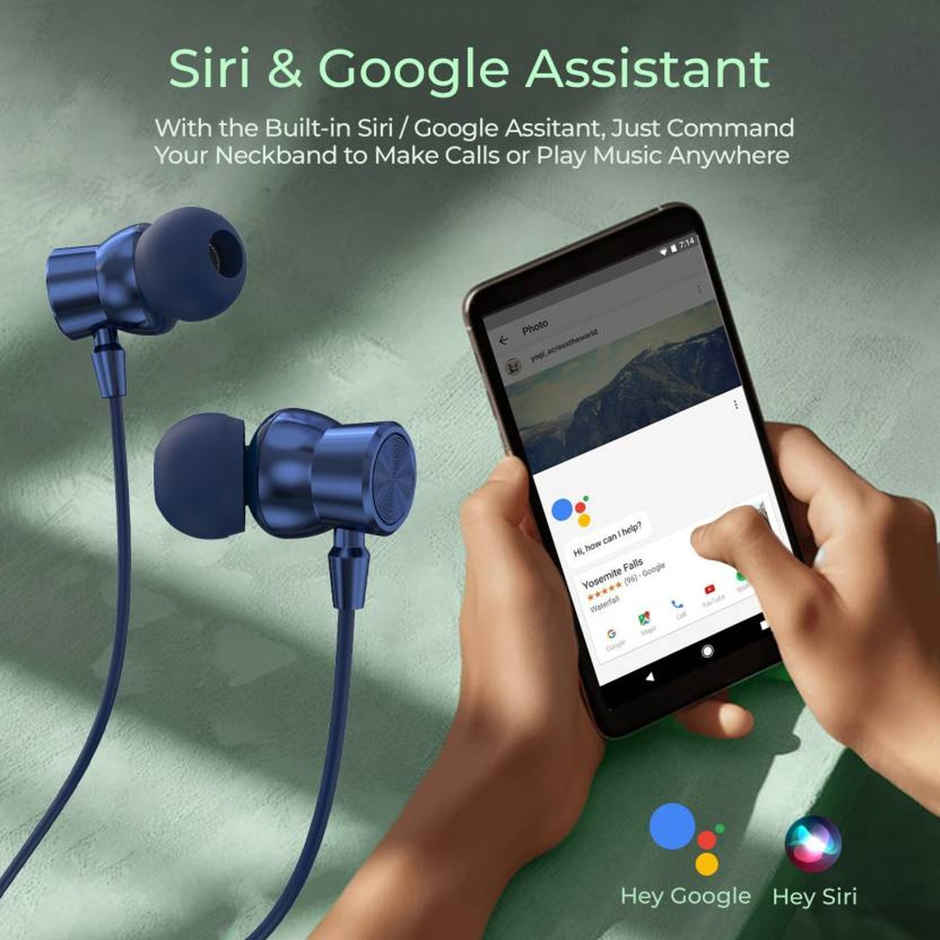 Aroma NB119 Trend - 100 Hours Playback | Wireless Bluetooth Neckband | ENC | Blue