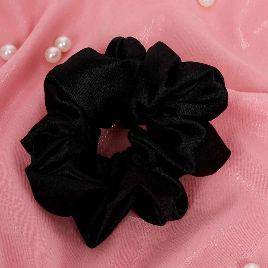 Mueras Silk Satin Hair Tie Scrunchie Black
