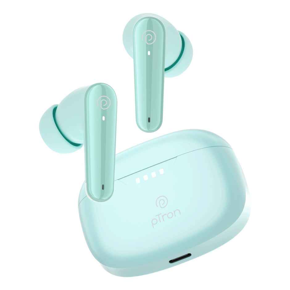 pTron Bassbuds Prism TWS Earbuds With 45 Hrs Playtime | Trutalk Ai-ENC Calls | Pristine Sound - Mint Julep