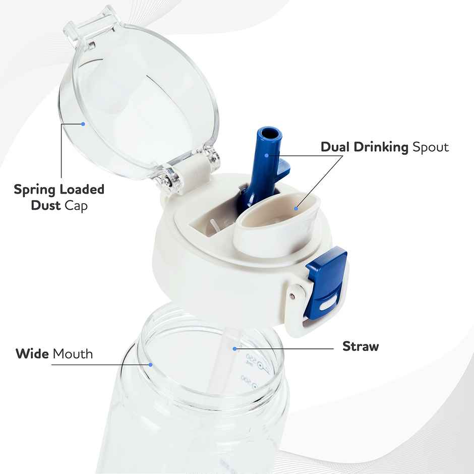 Kolorr Glide + 750 ml Bottle | White & Blue | Ideal for Travel & Everyday Hydration