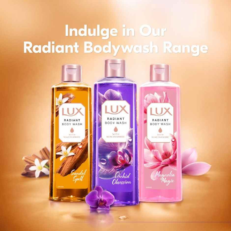 LUX Sandal Spell Bodywash, with Niacinamide, 245ml for Radiant & Bouncy Skin Feel