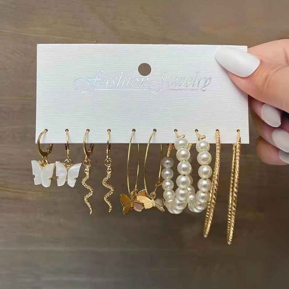 YouBella Jewellery Gold Plated Combo Of 5 Hoop Earrings For Girls And Women (YBEAR - 32945)