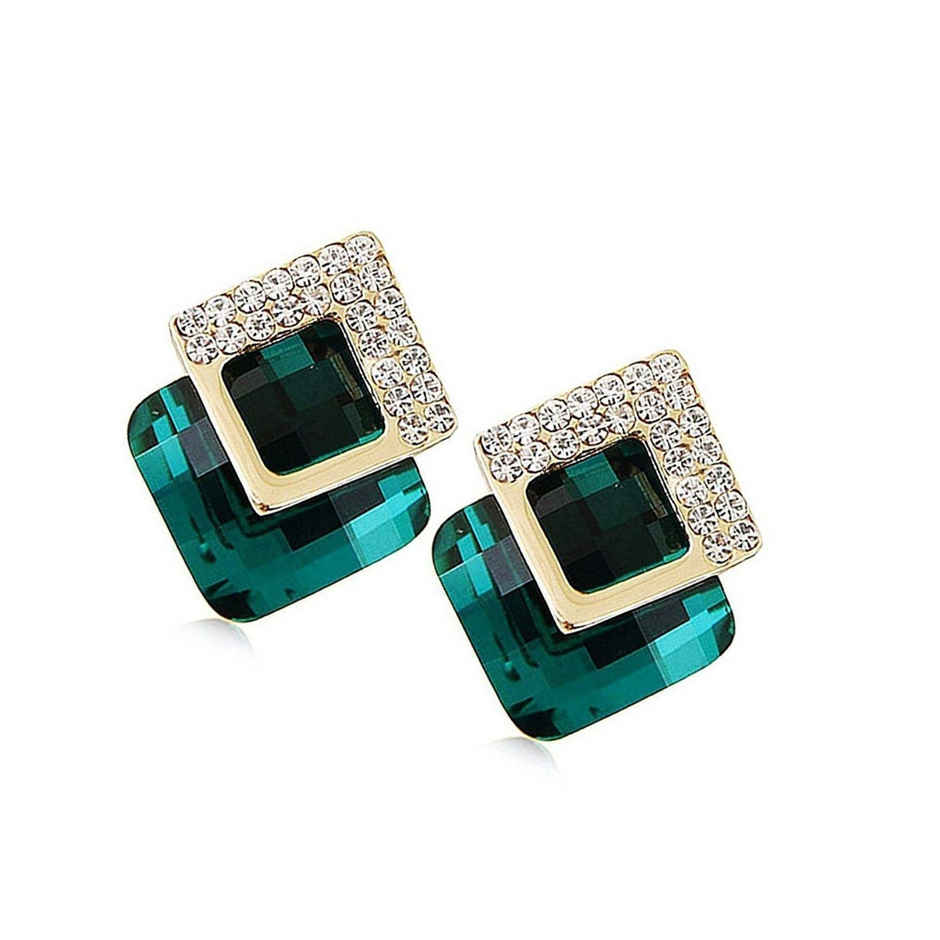 YouBella Jewellery Fashion Crystal Stud Earrings For Girls And Women - Green