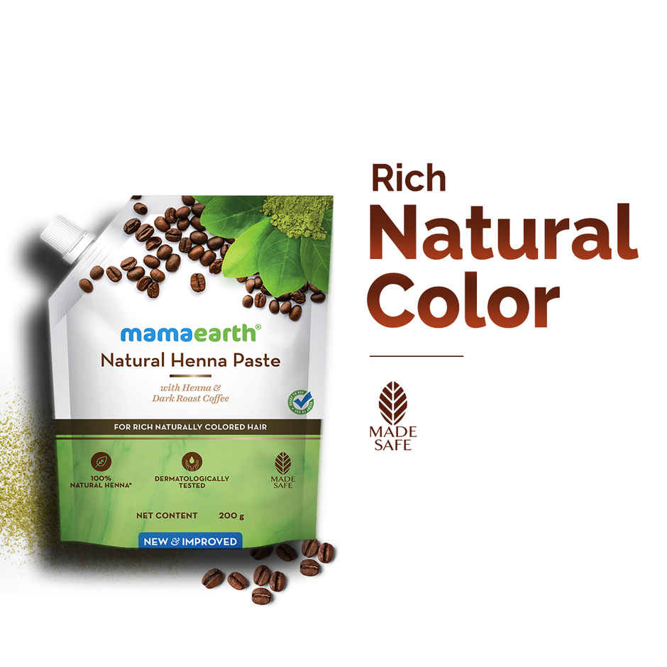 Mamaearth Natural Henna Paste With Henna & Dark Roasted Coffee For Rich Naturally Colored Hair