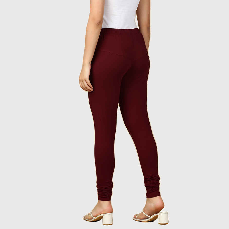 PYNK By Lux Cozi Women Ultra Soft 360 Stretch Premium Cotton Churidar Leggings | Maroon | Free Size