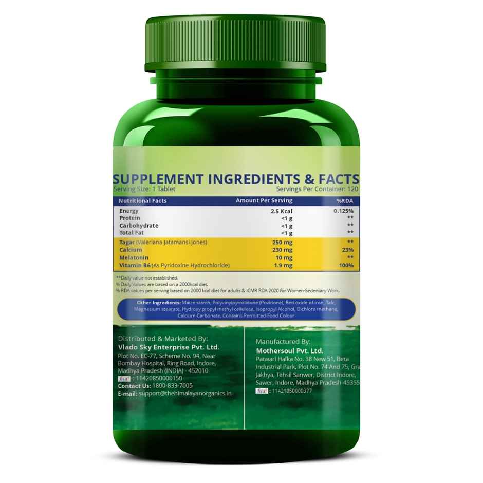 Vlado's Himalayan Organics Melatonin & Tagar Supplement 120 Tablets