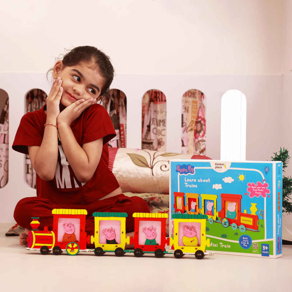ThinkerPlace Peppa Pig DIY Mini Train Photo Frame | Build & Color Fun Train Toy (Age 3+)