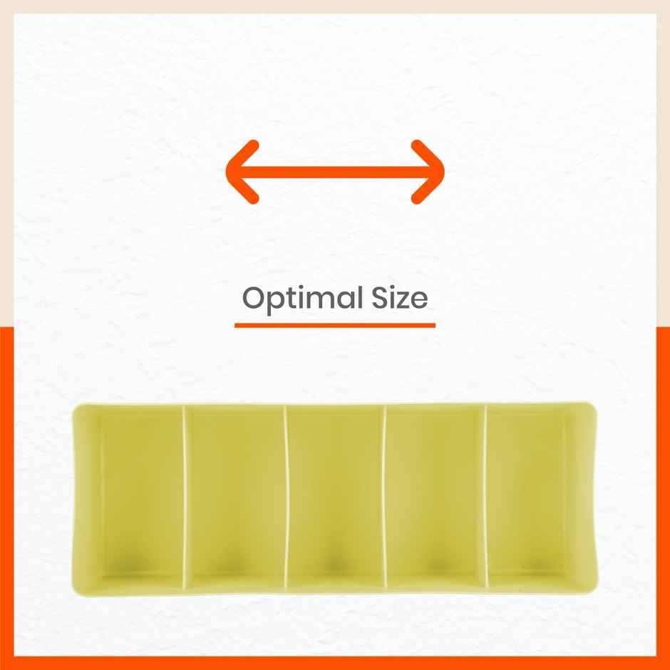 Bathla Set of 2 Drawer Organiser - Multi-purpose, Stackable, 5 Grids - DORI | Lemon
