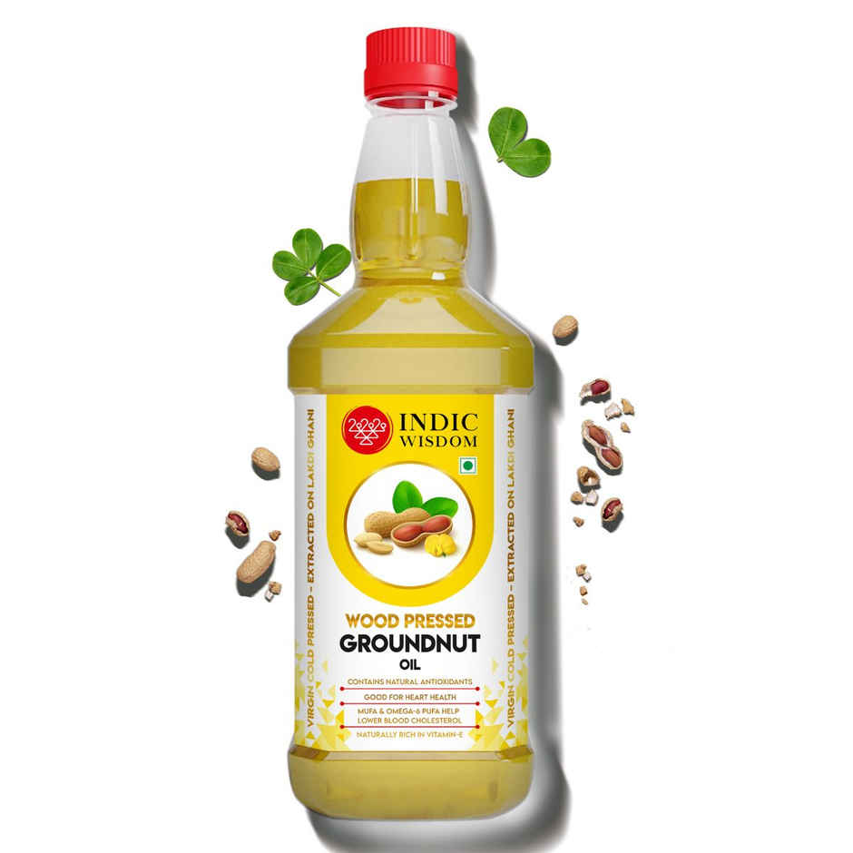 Indic Wisdom Groundnut (Peanut) Wood Cold Pressed Oil | Extracted On Wooden Churner