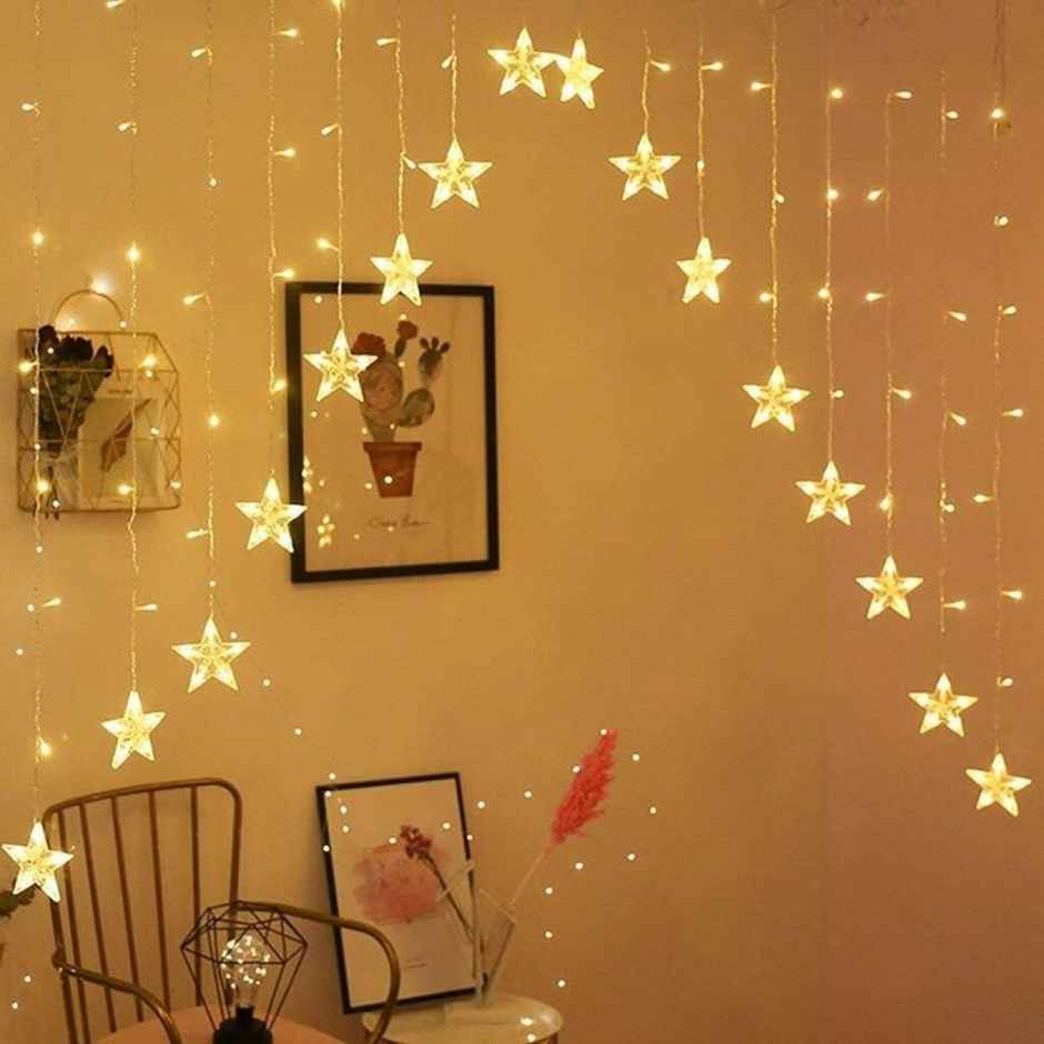 Desidiya Star Shaped Curtain String Lights - Warm White