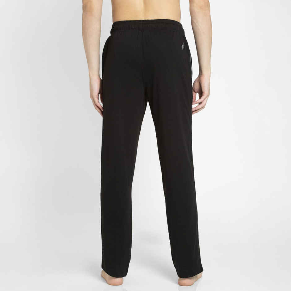 Jockey 9500 Men's Super Combed Cotton Rich Trackpants|Regular Fit|Side Pockets | Black/Grey Mel-L