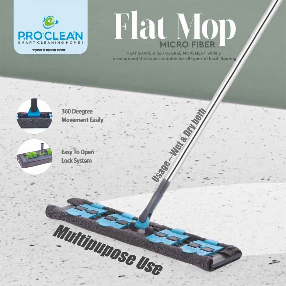 PROCLEAN 24 Inch 360 Degree Flat Mop | Seagreen - 51 in