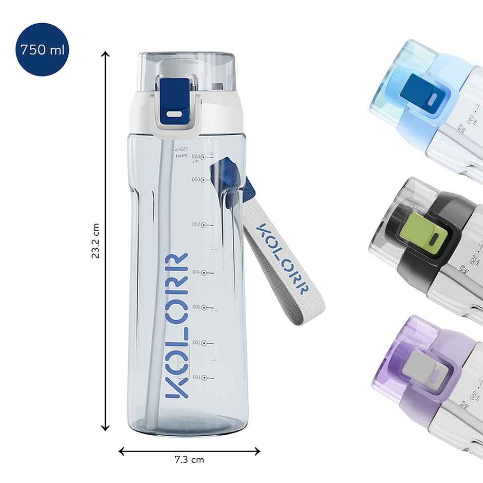 Kolorr Glide + 750 ml Bottle | White & Blue | Ideal for Travel & Everyday Hydration