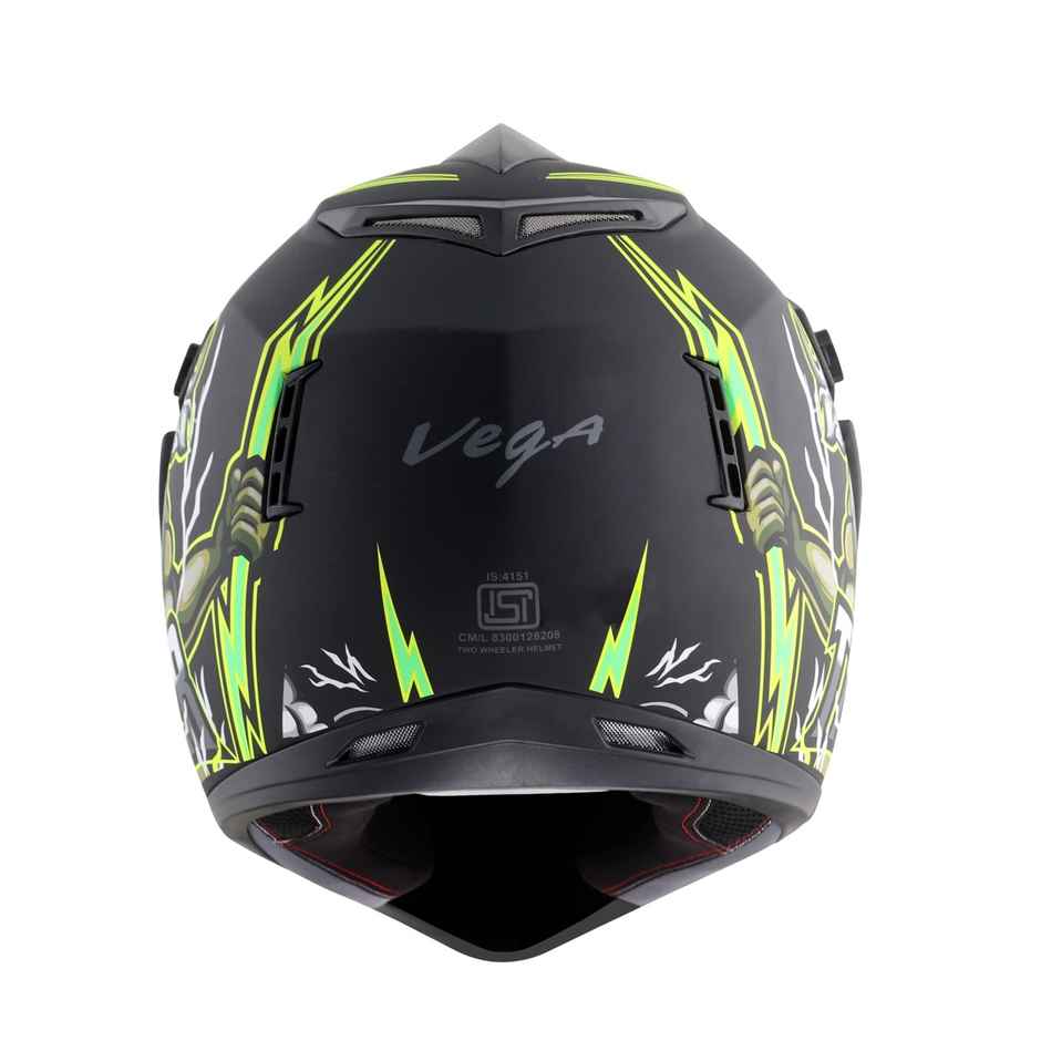 Vega Off Road D/V Thunder Lightweight Full Helmet- Dull Black Green - M