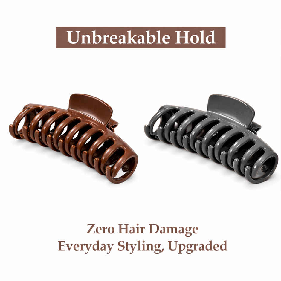 Sanfe Unbreakable Hair Clutcher for Women | Strong Grip | Black & Brown