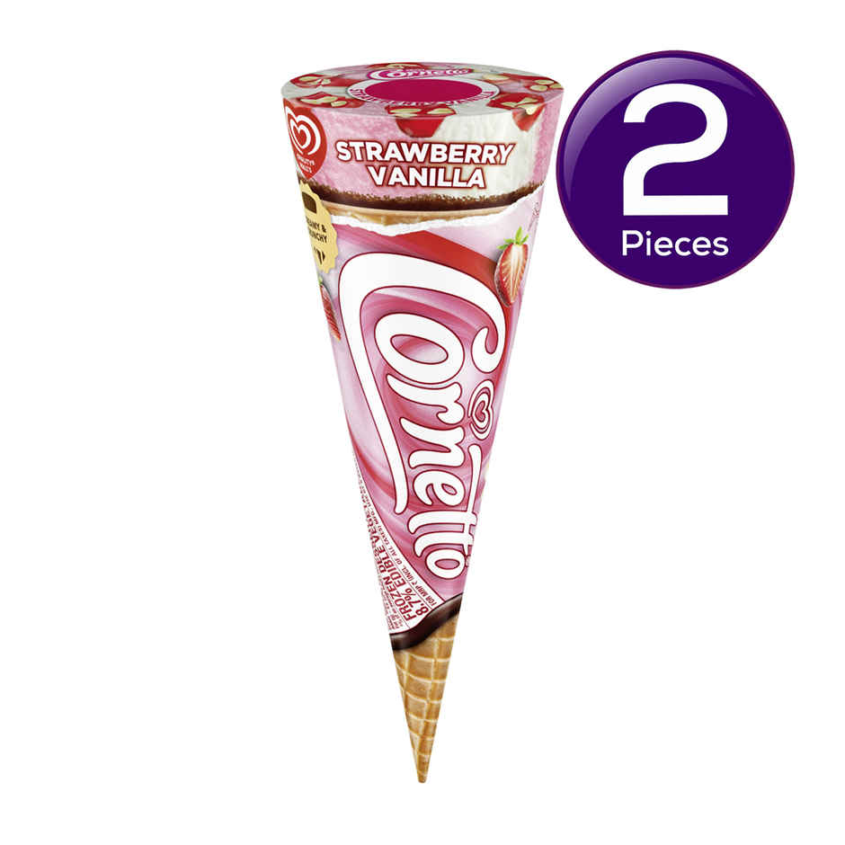 Kwality Wall's Cornetto Strawberry Vanilla Cone Combo