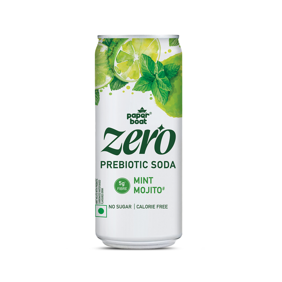 Paper Boat Zero Prebiotic Soda Mint Mojito,  5g Fibre, Caffeinated Sugar Free Cold Drink Combo