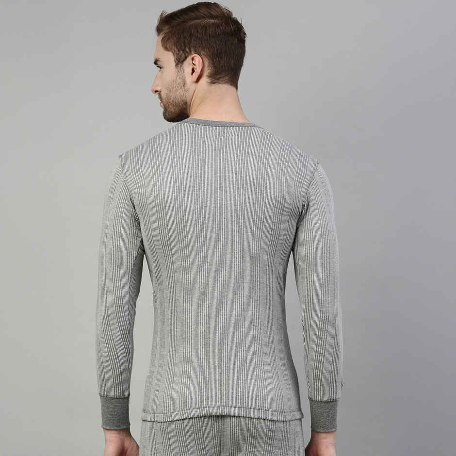 Dixcy Scott Original's Men's Solid V - neck Long Sleeve Thermal Top | Grey Melange - S
