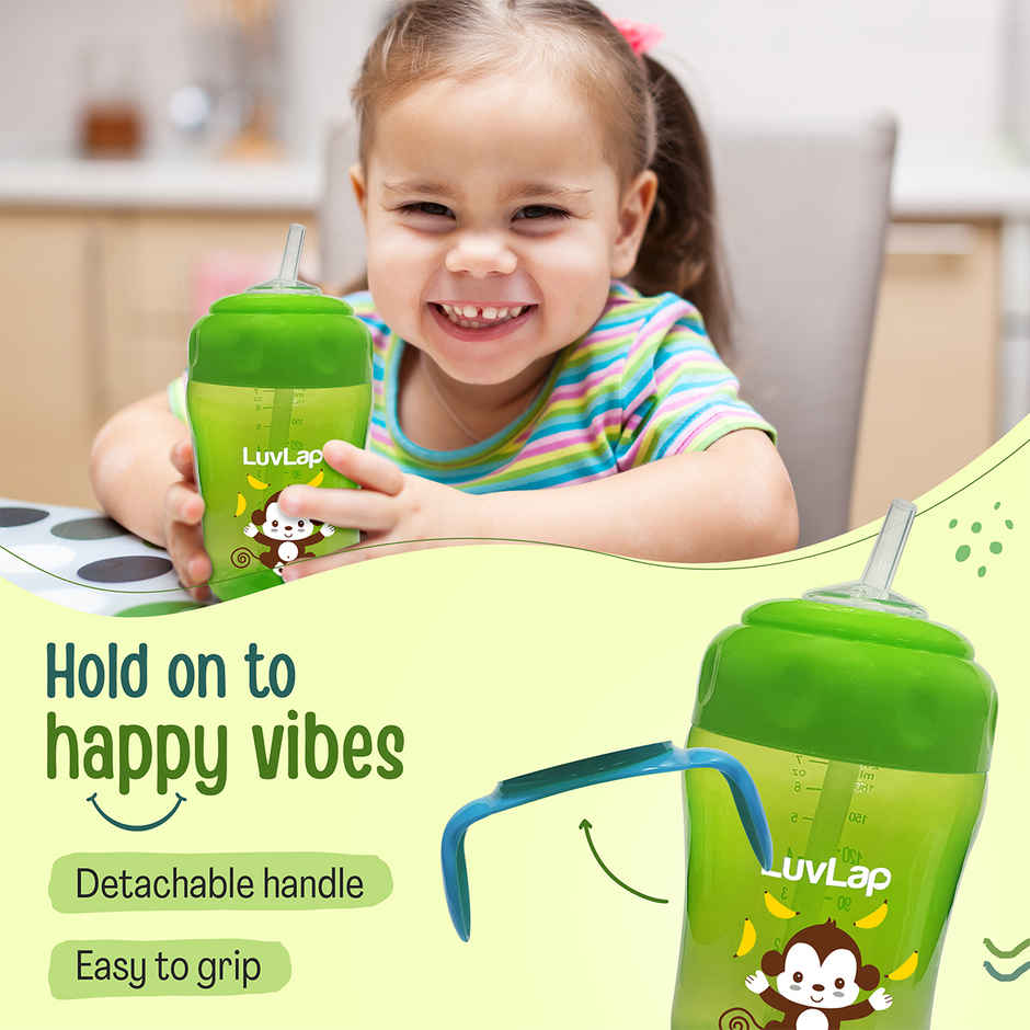 LuvLap Banana Time 2 in 1 Sipper with Soft Silicone Spout & Straw, BPA Free, 6m+