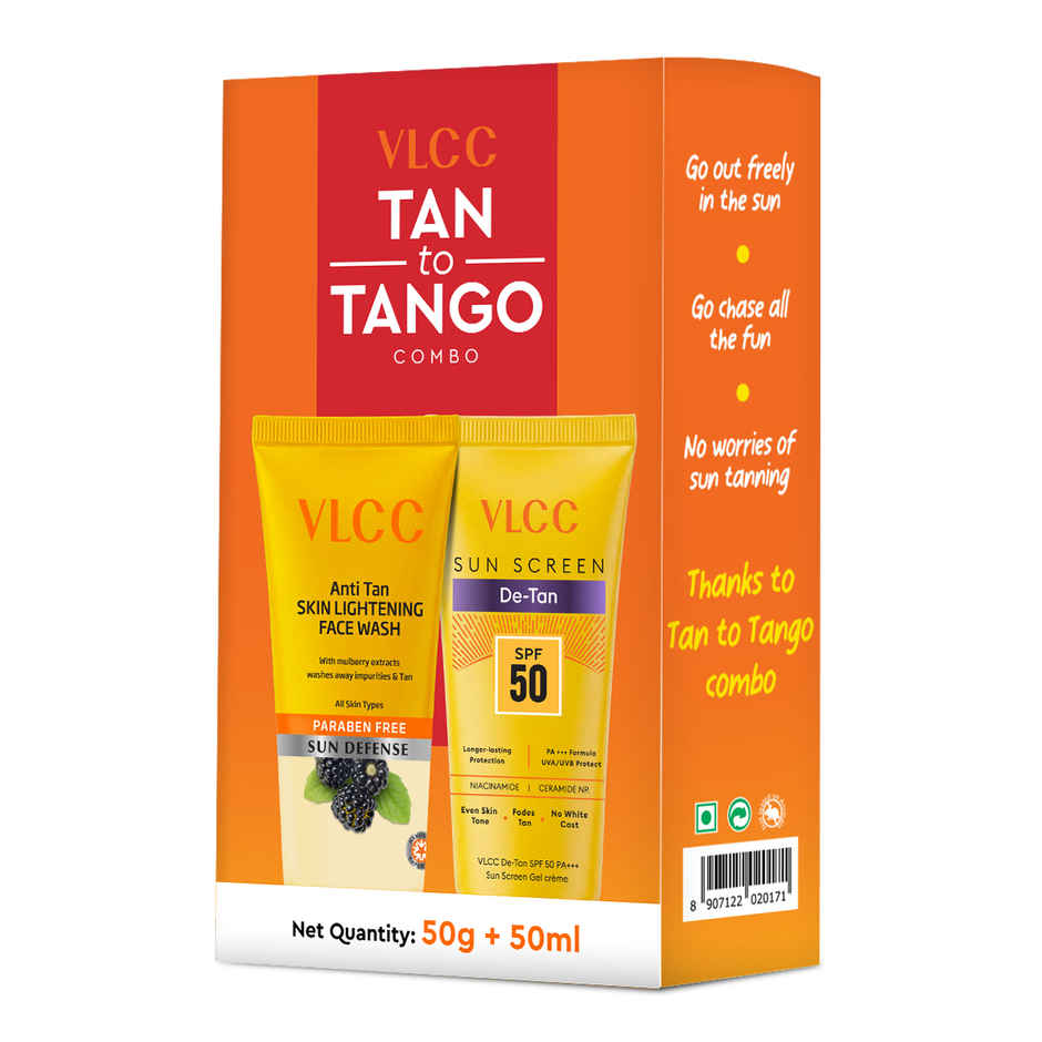 VLCC Tan to Tango Combo | De-Tan Sunscreen SPF 50 | Anti Tan Skin Lightening Face Wash