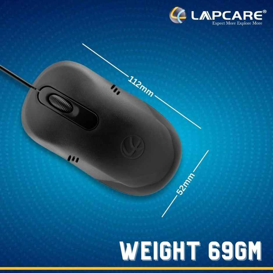 Lapcare Optical Mouse L-60(Ind) 1000 USB Dpi Optical Sensor, Plug & Play, Compatible with Pc, Laptop - Black