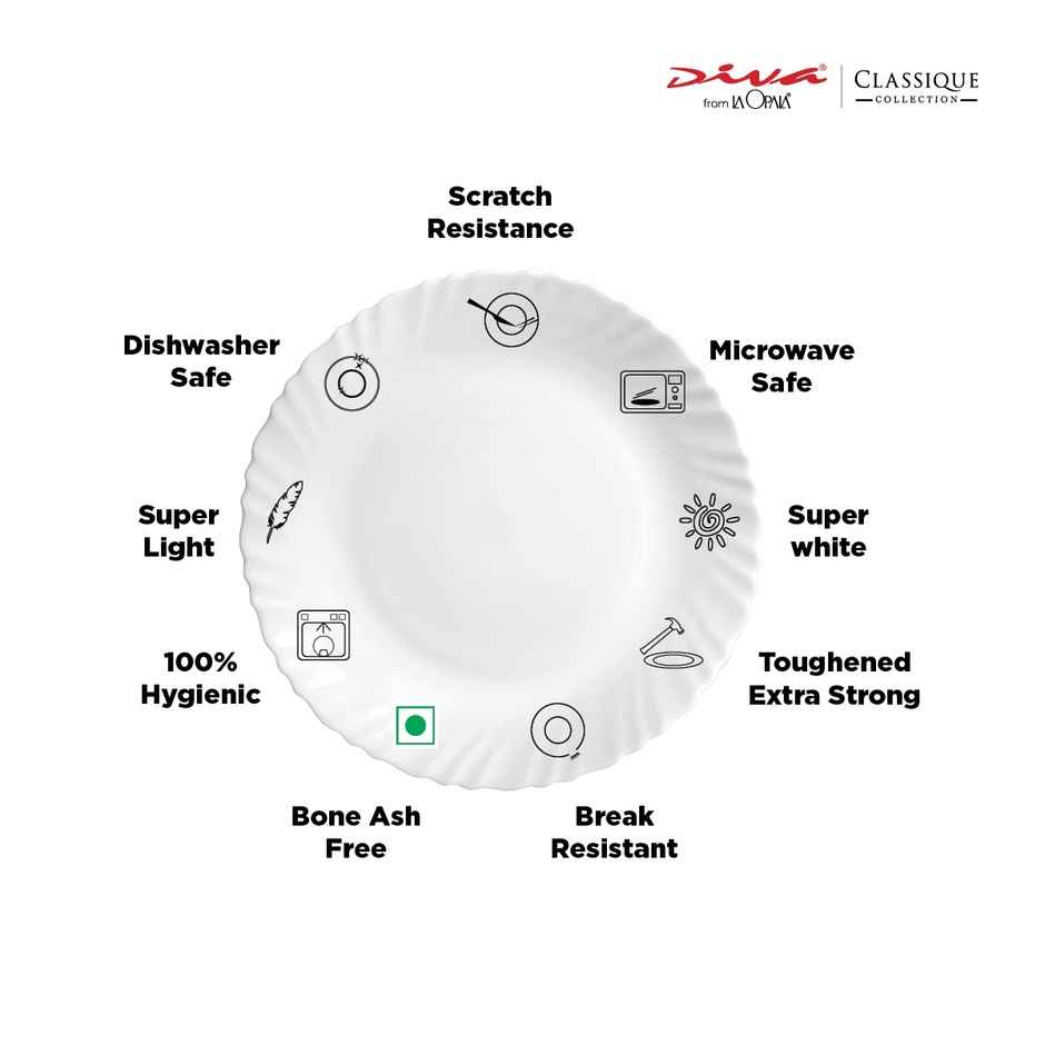 La Opala Diva Classique Multiutility Bowl | Opal Glass Bowl for Serving - Blue Mystique