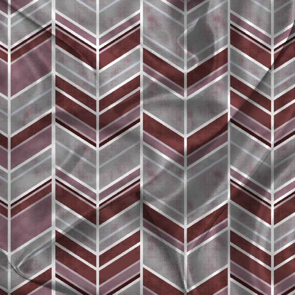 BAY6 Single Microfibre Geometric Print Bedsheet | With Pillow Cover | Maroon & Grey | 59 x 87 in