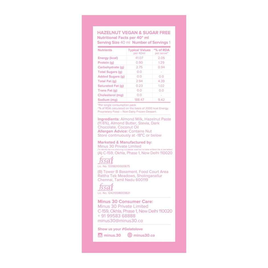 MINUS THIRTY Hazelnut Mini Stick Vegan & Sugar Free