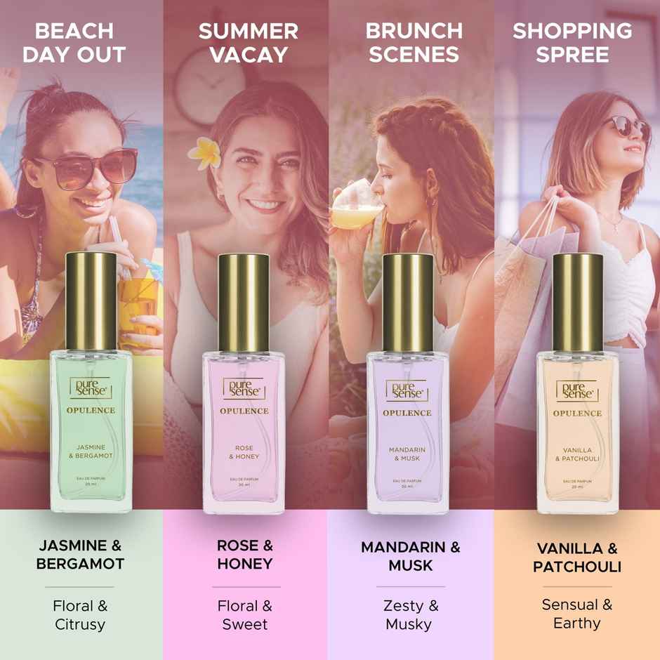 Puresense Into The Bloom Perfume Gift Set (Vanilla+Mandarin+Jasmine+Rose) - For Women