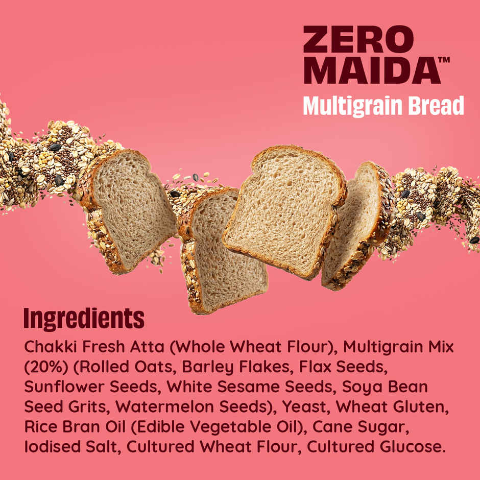 The Health Factory Zero Maida Multigrain Bread | Clean Label, Not Brown