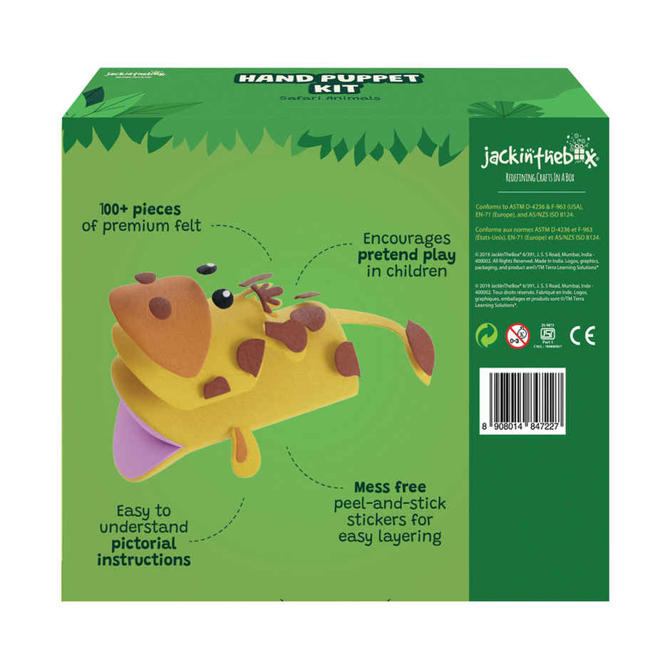 Jackinthebox Safari Hand Puppet Animals - Art & Craft Kit