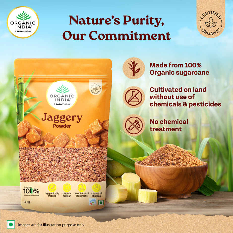 A TATA Product - Organic India Jaggery Powder - Pure & Natural, A Healthy Sugar Substitute