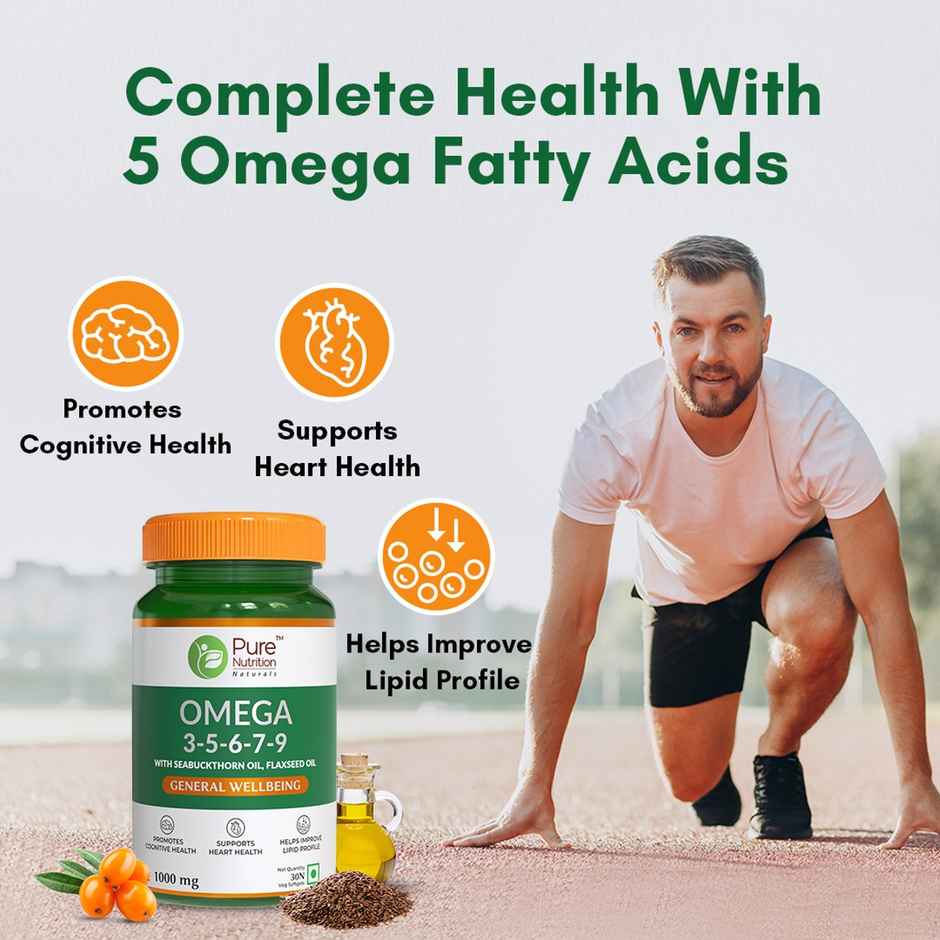 Pure Nutrition Vegan Omega 3-5-6-7-9 | Complete Plant-Based Fatty Acids