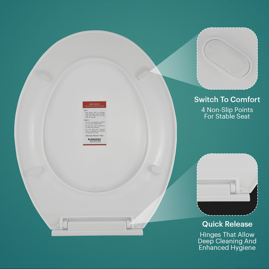Johnson Ruby Next Toilet Seat Cover Oval-Shaped Germ-Free 44 X 36 Cm White