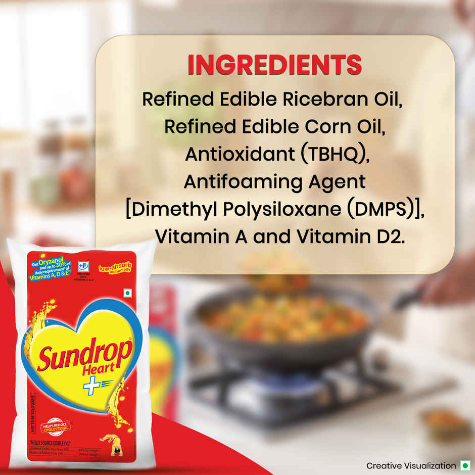 Sundrop Heart Plus|  Helps Reduce Cholesterol | Refined Rice Bran & Corn Oil