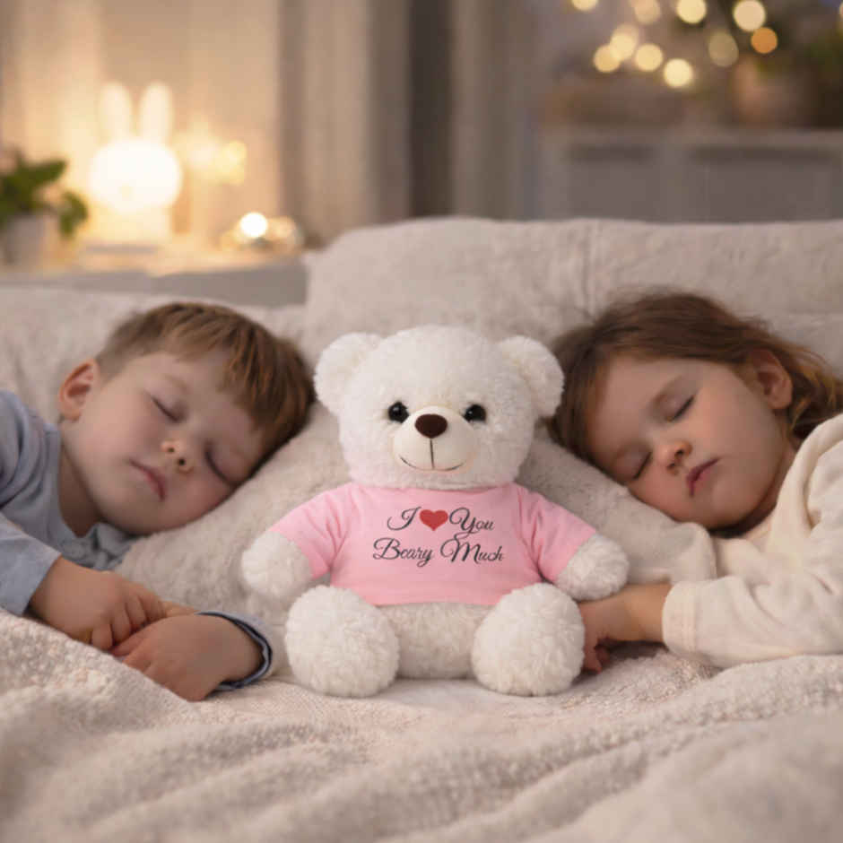 Fablue Soft Cuddly Teddy Bear Soft Toy for Kids | Ultra-Soft Plush Toy with Pink Shirt